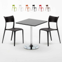 Tavolino Quadrato Nero 70x70cm Con 2 Sedie Interno Parisienne Mojito Promozione