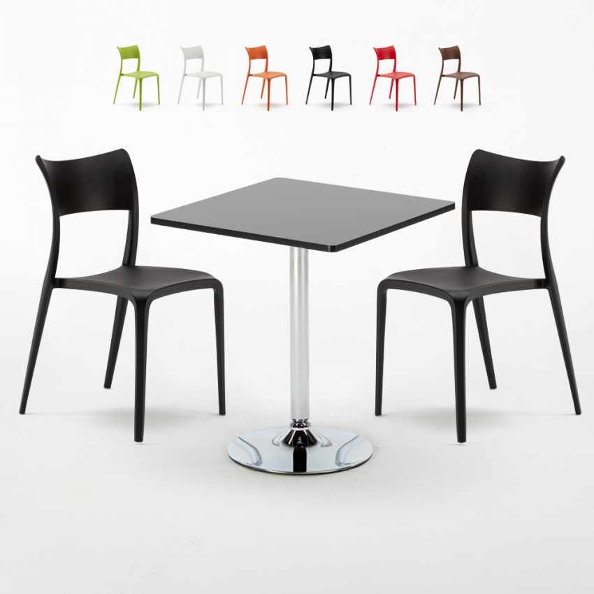 Tavolino Quadrato Nero 70x70cm Con 2 Sedie Interno Parisienne Mojito Promozione Tavolino Quadrato Nero 70x70cm Con 2 Sedie Interno Parisienne Mojito Promozione