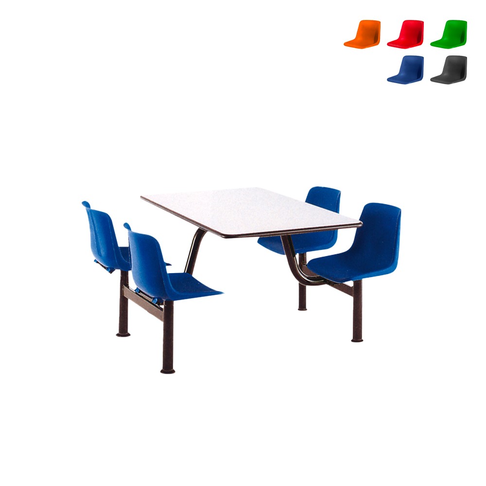 Tavolo monoblocco 4 sedie mensa azienda ufficio scuola Four