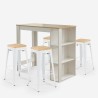 set 4 sgabelli bar cucina tavolo alto 120x60cm bianco legno galles Catalogo