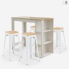 set 4 sgabelli bar cucina tavolo alto 120x60cm bianco legno galles Vendita