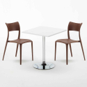 Tavolino Quadrato Bianco 70x70cm Con 2 Sedie Interno Parisienne Cocktail Misure