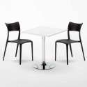 Tavolino Quadrato Bianco 70x70cm Con 2 Sedie Interno Parisienne Cocktail Prezzo