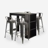 set tavolo alto da bar nero 4 sgabelli con schienale cruzville Sconti