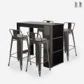 set tavolo alto da bar nero 4 sgabelli con schienale cruzville Promozione