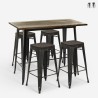 set 4 sgabelli tavolo alto bar cucina industriale 120x60 farley Promozione