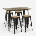 set 4 sgabelli bar industriale tavolo 120x60 nero vintage fordville Catalogo