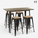 set 4 sgabelli bar industriale tavolo 120x60 nero vintage fordville Vendita