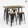 set 4 sgabelli bar industriale tavolo 120x60 nero vintage fordville Vendita