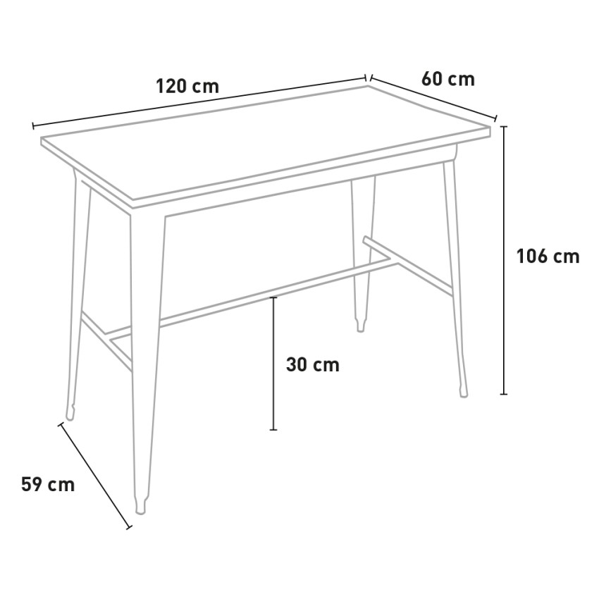 Set tavolo 120x60 bianco alto 4 sgabelli da bar tolix vintage Swanton