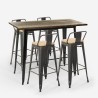 set 4 sgabelli bar schienale tavolo cucina alto nero 120x60 wahoo Catalogo