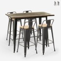 set 4 sgabelli bar schienale tavolo cucina alto nero 120x60 wahoo Vendita