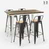 set tavolo alto industriale bianco 4 sgabelli bar schienale palmyra Promozione