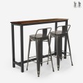 set 2 sgabelli bar schienale tavolo alto 140x40 industriale ludlow Promozione