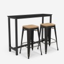 set tavolo alto cucina 2 sgabelli bar legno metallo nero seymour Sconti