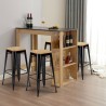 set tavolo alto legno 120x60cm 4 sgabelli da bar nero syracuse Vendita