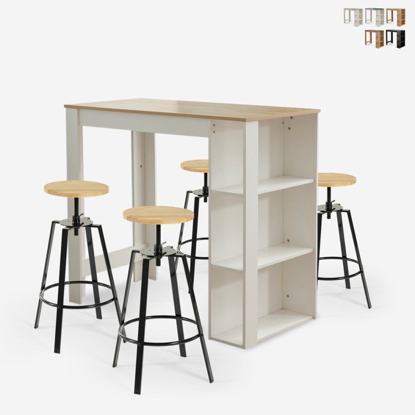 Set tavolo alto cucina 120x60cm 4 sgabelli girevoli regolabili Redmond Vendita Set tavolo alto cucina 120x60cm 4 sgabelli girevoli regolabili Redmond Vendita