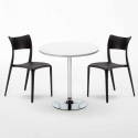 Tavolino Rotondo Bianco 70x70cm Con 2 Sedie Interno Parisienne Long Island Misure