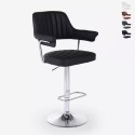 Sgabello bar cucina similpelle braccioli regolabile base cromata Tampa Offerta