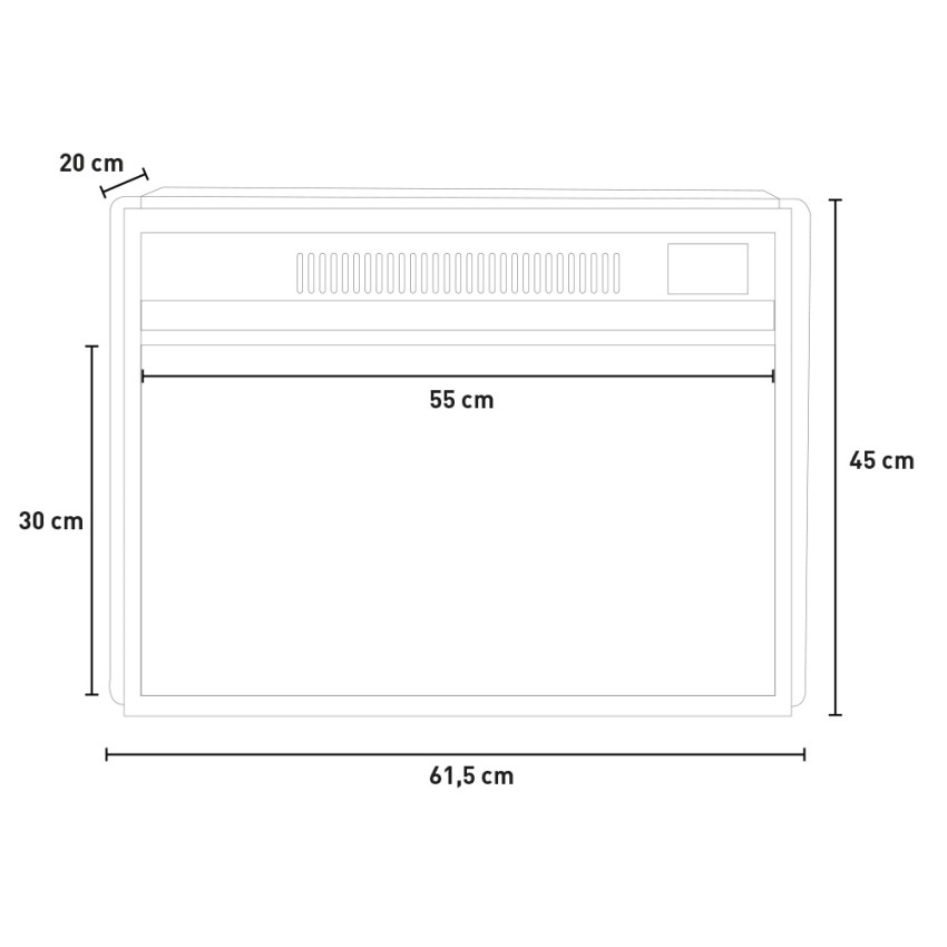 Malmö camino elettrico da incasso 61,5x20x45h effetto fiamma LED