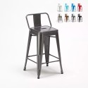 sgabello bar industrial con schienale in metallo h61cm steel top Offerta