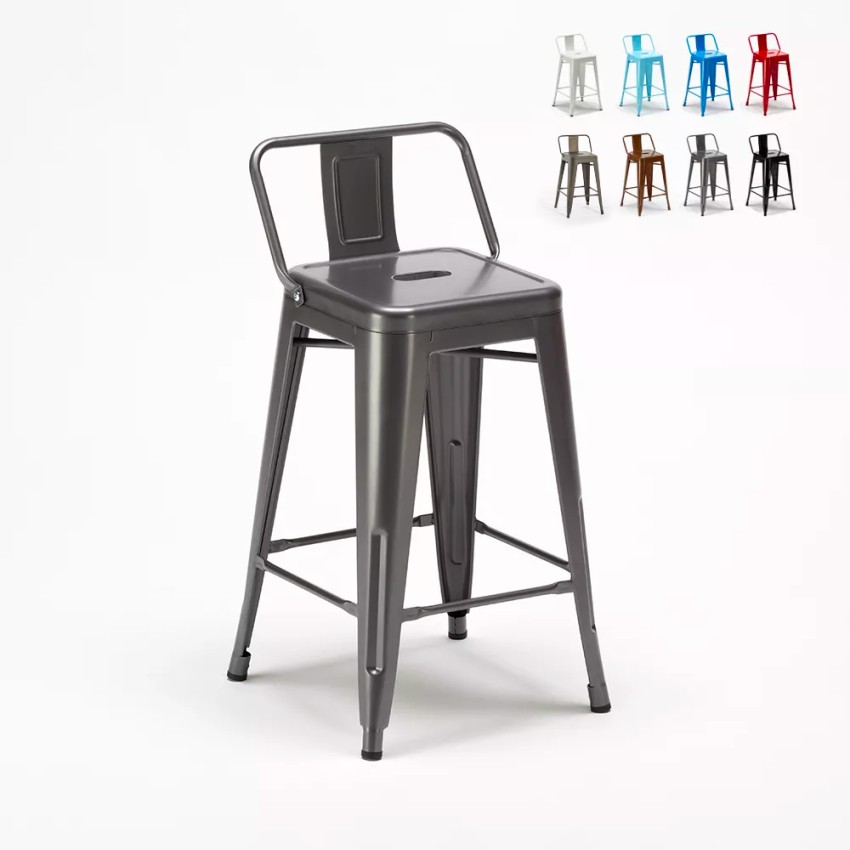 sgabello bar industrial con schienale in metallo h61cm steel top Offerta sgabello bar industrial con schienale in metallo h61cm steel top Offerta