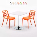 Tavolino Quadrato Bianco 70x70cm Con 2 Sedie Interno Gelateria Cocktail Vendita