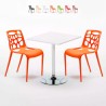Tavolino Quadrato Bianco 70x70cm Con 2 Sedie Interno Gelateria Cocktail Vendita