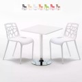 Tavolino Quadrato Bianco 70x70cm Con 2 Sedie Interno Gelateria Cocktail Promozione