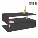 Tavolino da salotto moderno rettangolare 90x55cm 2 ripiani Zeta 90 Misure
