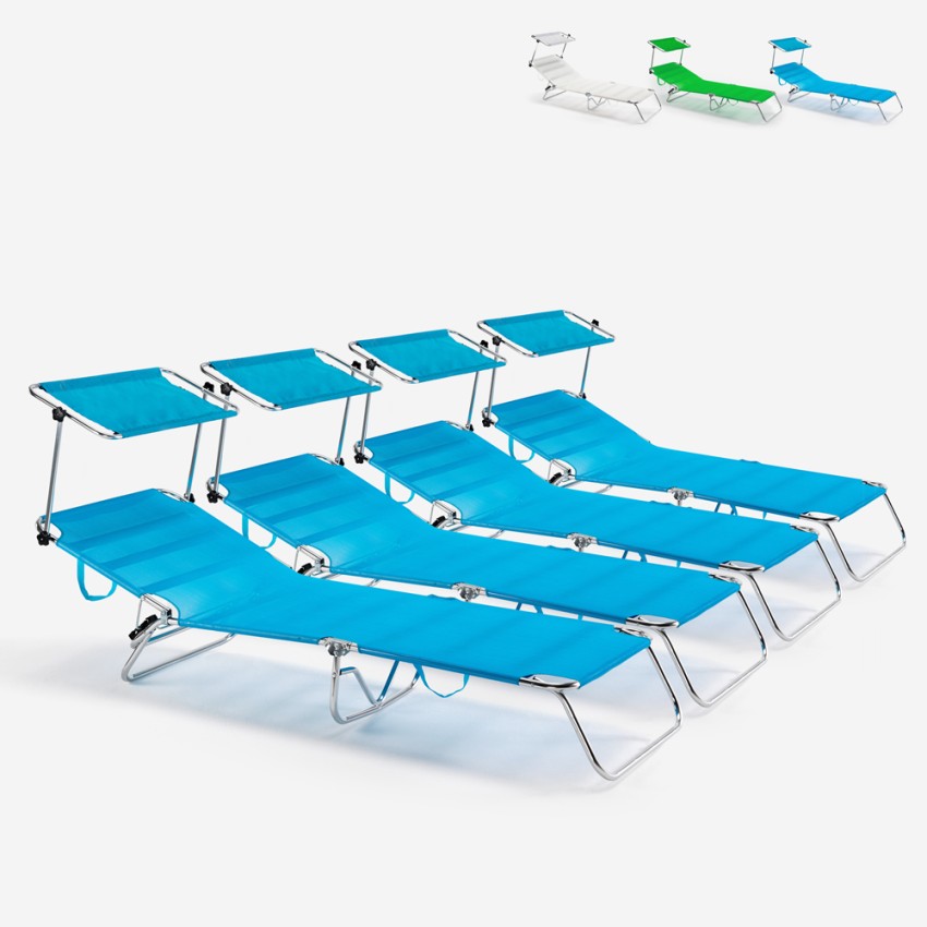 4 Lettini spiaggia mare brandina pieghevole alluminio Cancun Saldi