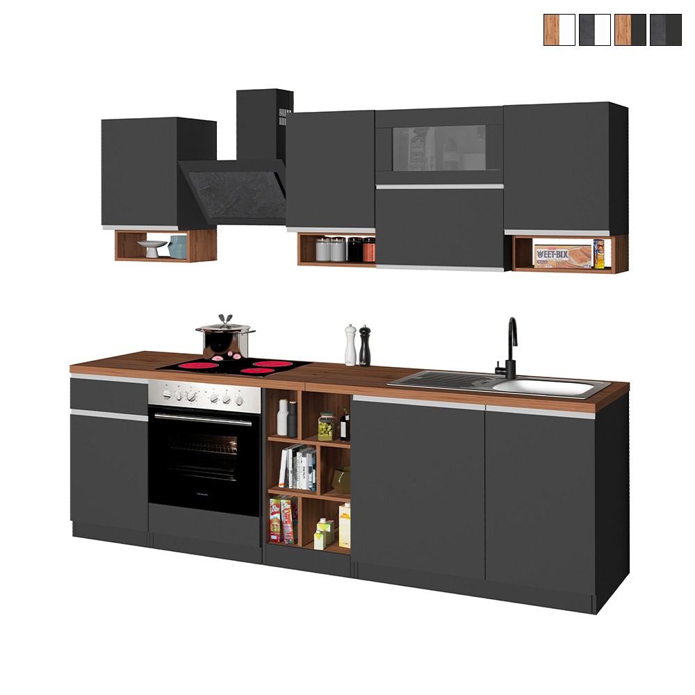 Cucina completa componibile design lineare stile moderno 256cm Essence