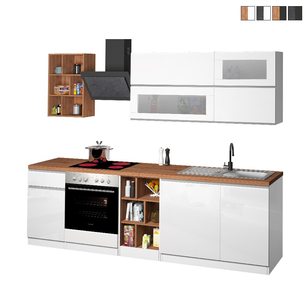 Cucina moderna completa design lineare 256cm componibile Unica