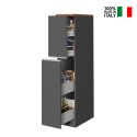 Mobile con 2 cassetti portaspezie da cucina moderno 30x60x164,5 Trym Misure
