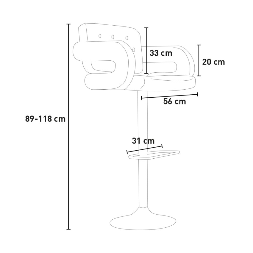 Darry sgabello bar girevole similpelle con braccioli stile poltroncina