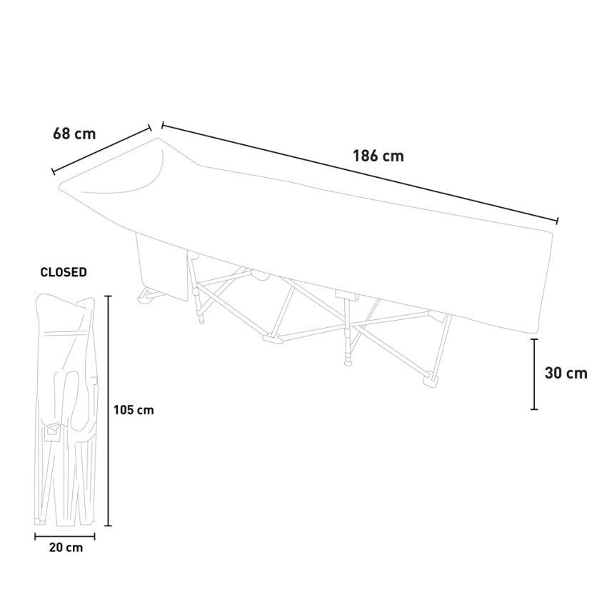 Letto brandina da campeggio pieghevole 190x62x42 cm colore blu