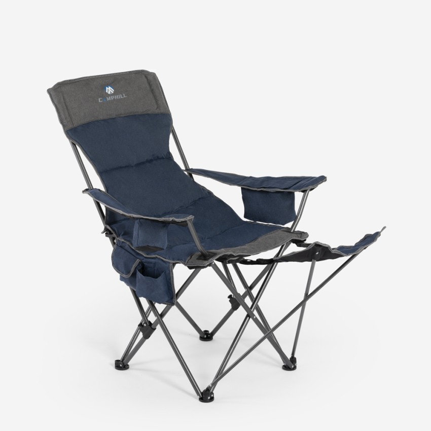 Trivor sedia pieghevole da campeggio schienale reclinabile poggiapiedi