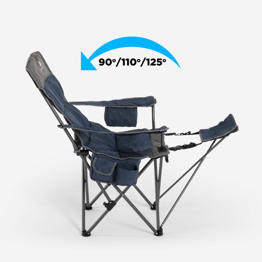 Trivor sedia pieghevole da campeggio schienale reclinabile poggiapiedi