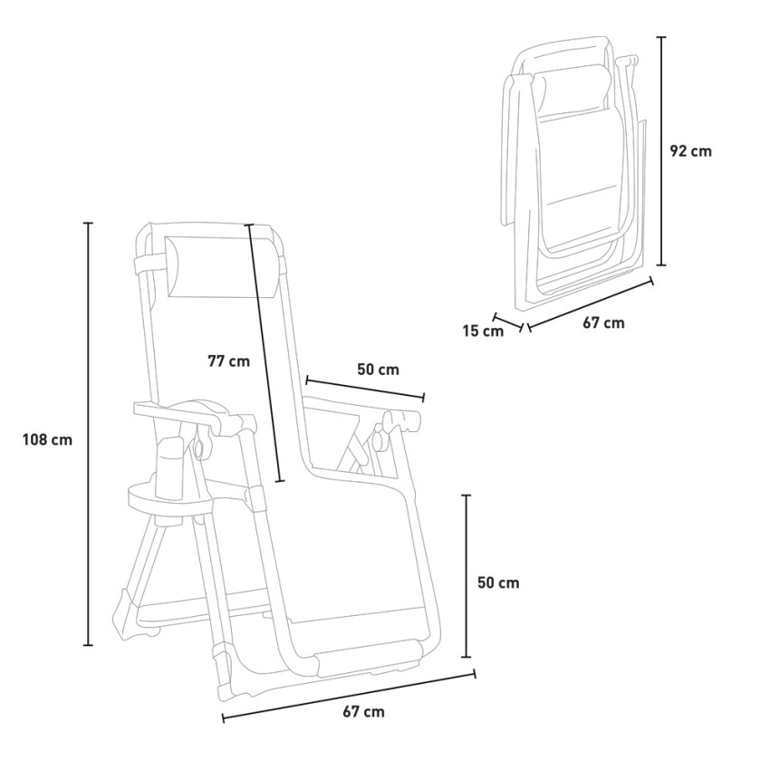 Elgon sedia sdraio relax zero gravity pieghevole poggiatesta giardino