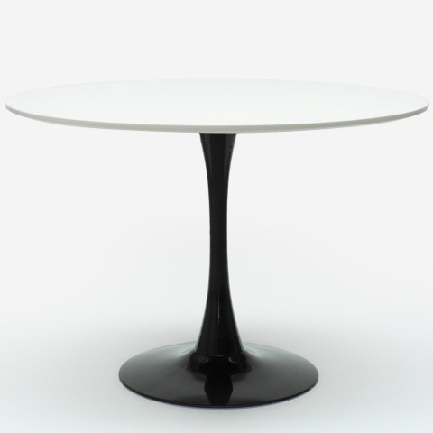 Tavolo da pranzo rotondo Tulipan 120cm moderno bianco nero Jasmine+ Promozione