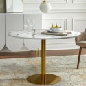 Tavolo da pranzo rotondo stile Goblet 120cm effetto marmo dorato Monika+ Vendita