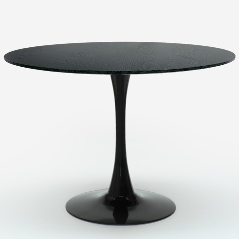 Tavolo da pranzo nero stile Tulipan moderno rotondo 120cm Rhodon+ Promozione