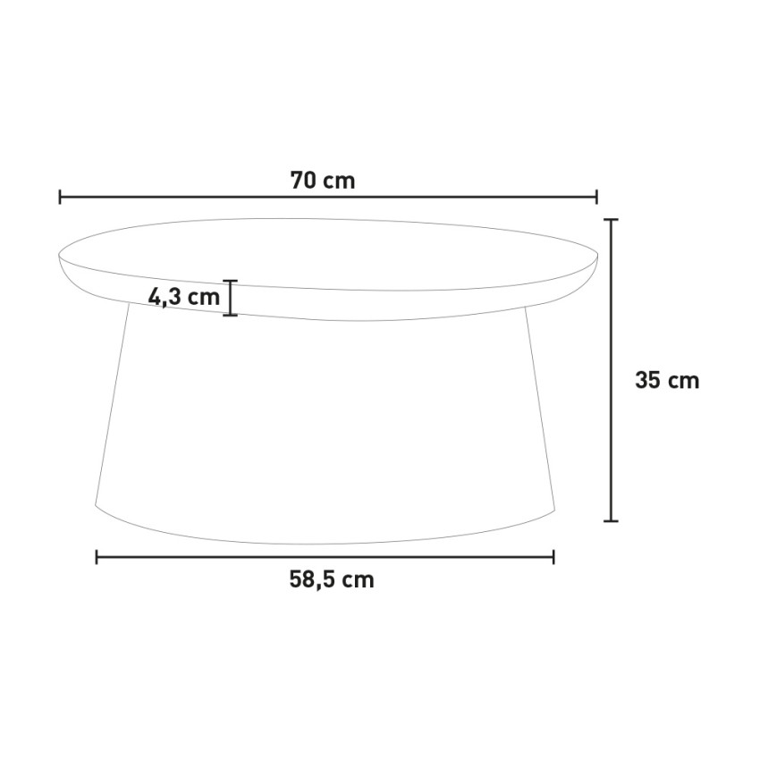 Graz tavolino basso esterno giardino in polipropilene rotondo 70x35cm