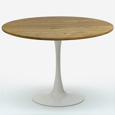 Tavolo da pranzo moderno Tulipan rotondo 120cm bianco legno Redwood+ Promozione
