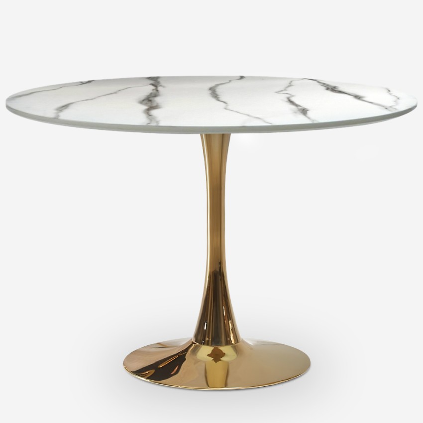 Callas+ tavolo sala da pranzo Tulipan rotondo 120cm effetto marmo dorato