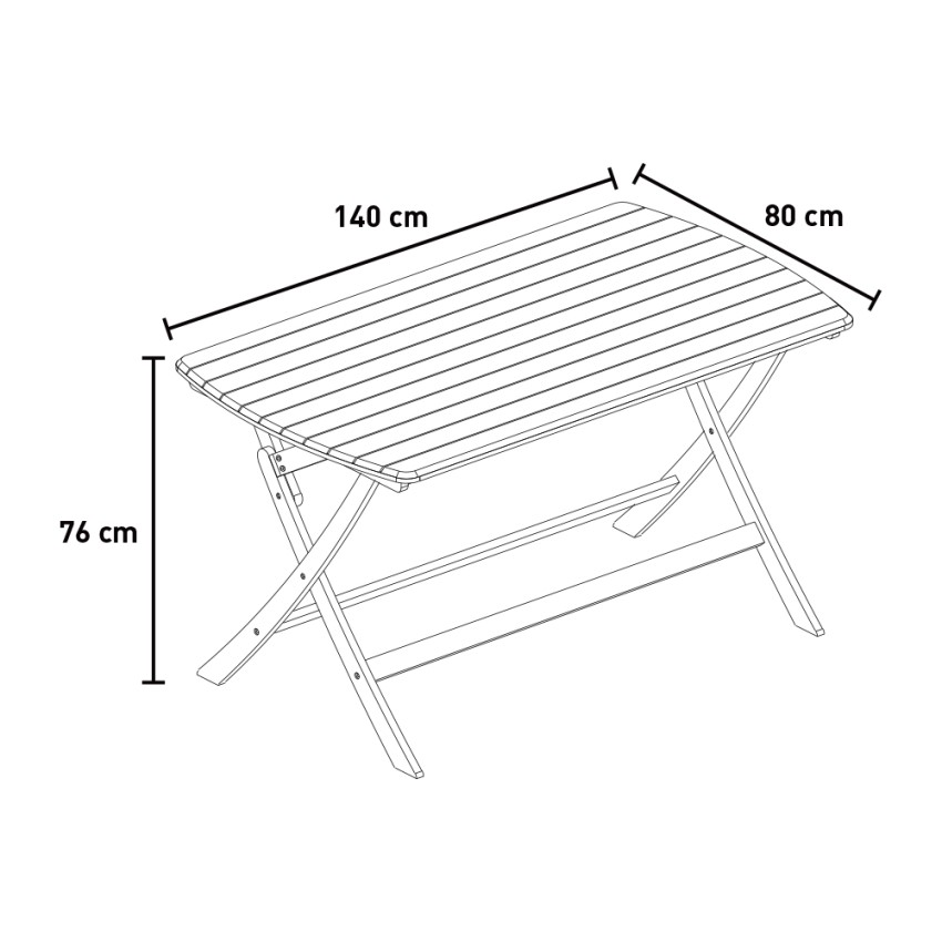 Meda tavolo pieghevole in legno rettangolare 140x80cm giardino esterno