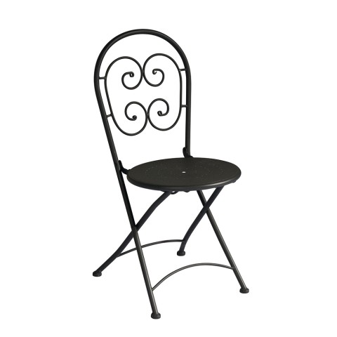 Set 2 x sedie pieghevoli in ferro giardino esterno stile bistrot Roche Promozione