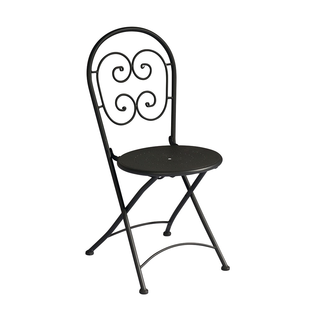 Set 2 x sedie pieghevoli in ferro giardino esterno stile bistrot Roche