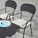 Set 2 x sedie giardino esterno in ferro con braccioli bar ristorante Brienne Vendita