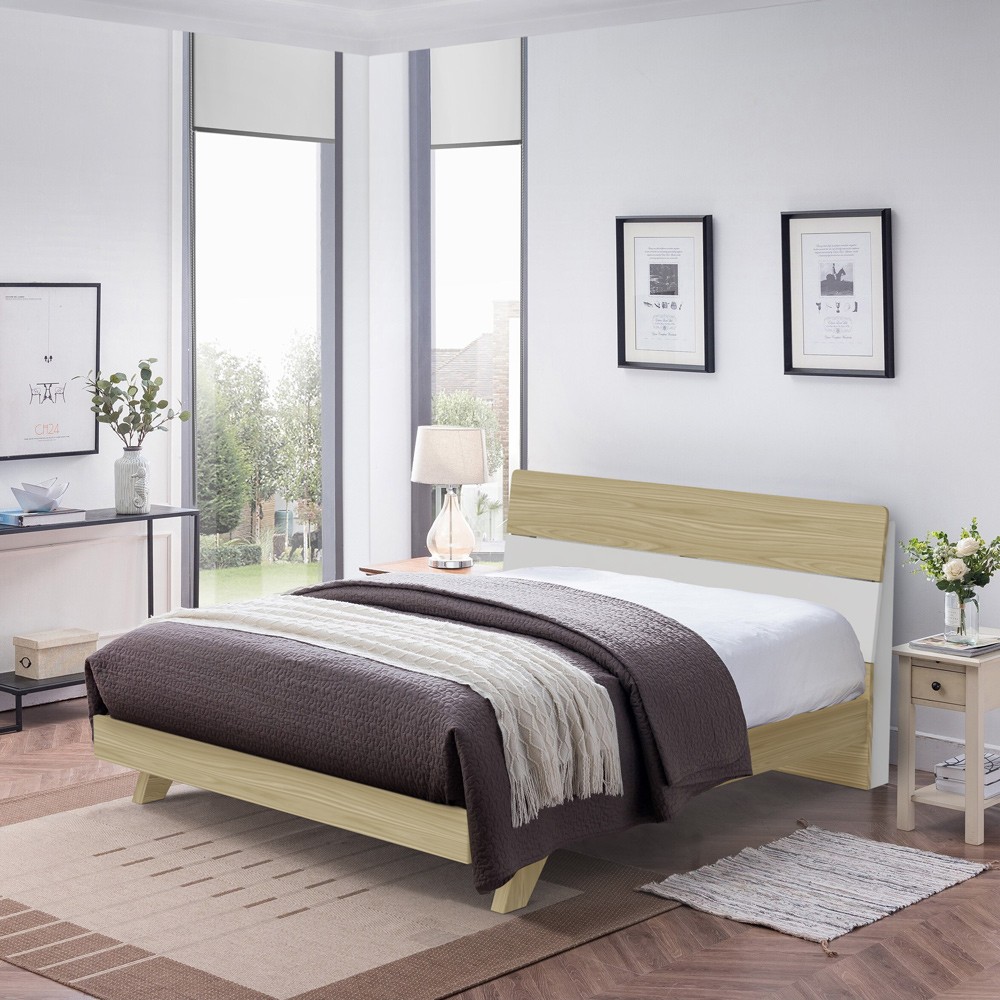 Letto matrimoniale design in legno moderno 160x190cm testata doghe Landeck